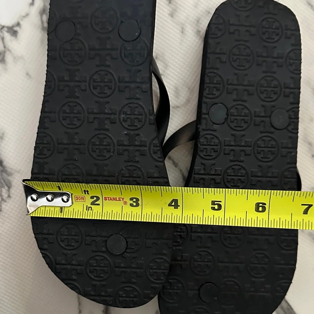 Tory Burch Black and White Zebra Logo  Flip Flops - Picture 7 of 7